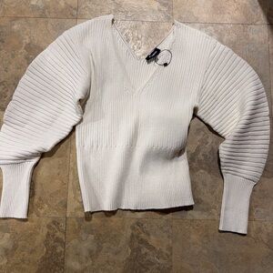 Express Ivory V-Neck Sweater